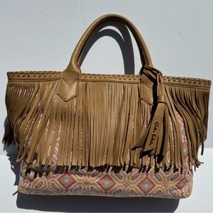 Carlos Falchi Fringe designer tote bag